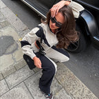 Contrast color irregular top trousers