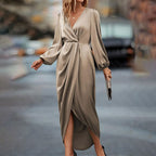 Bubble Sleeve Irregular Long Sleeve Dress