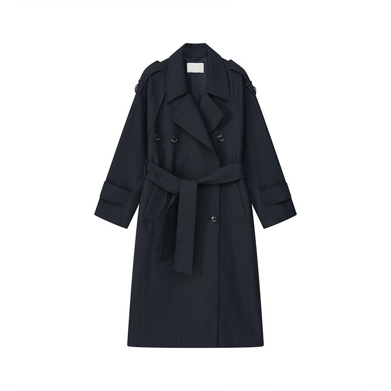 Khaki trench coat medium and long trench coat