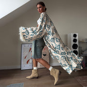 Ostrich feather print bathrobe jacket