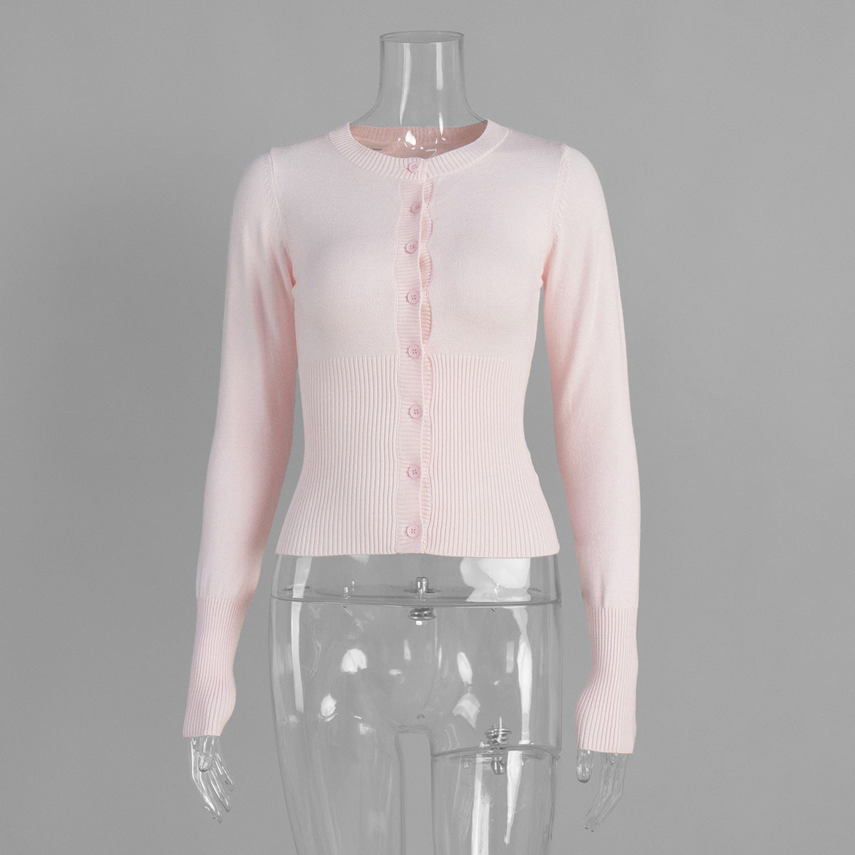 Knitted long-sleeved cardigan