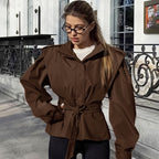 Slim-fit waist strap trench coat