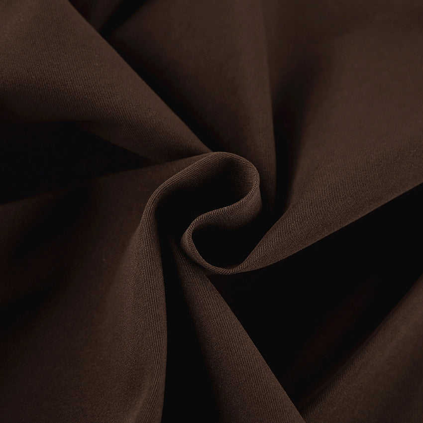 Slim fitting brown long-sleeved shirt with waist