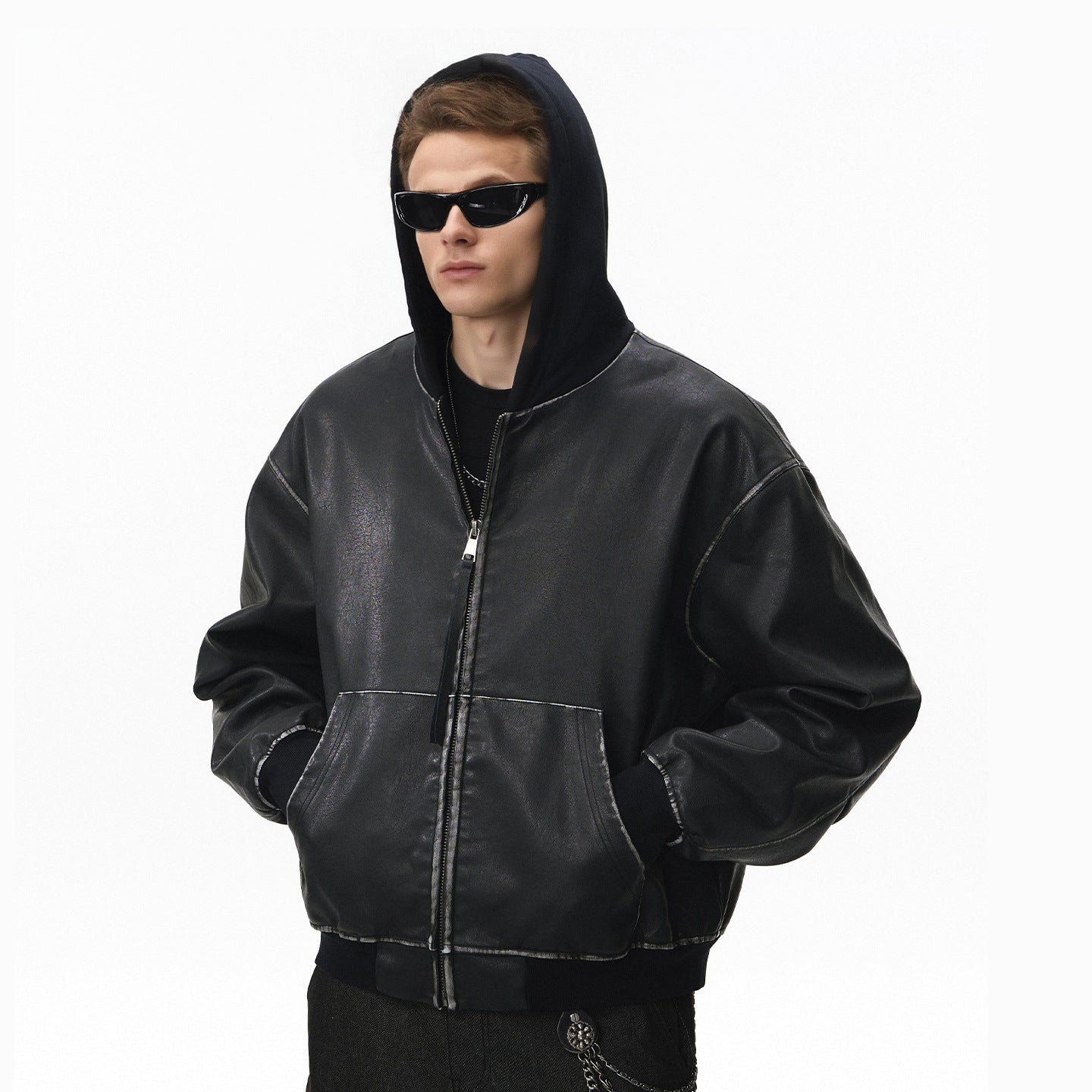 New product old patchwork hooded jacket man