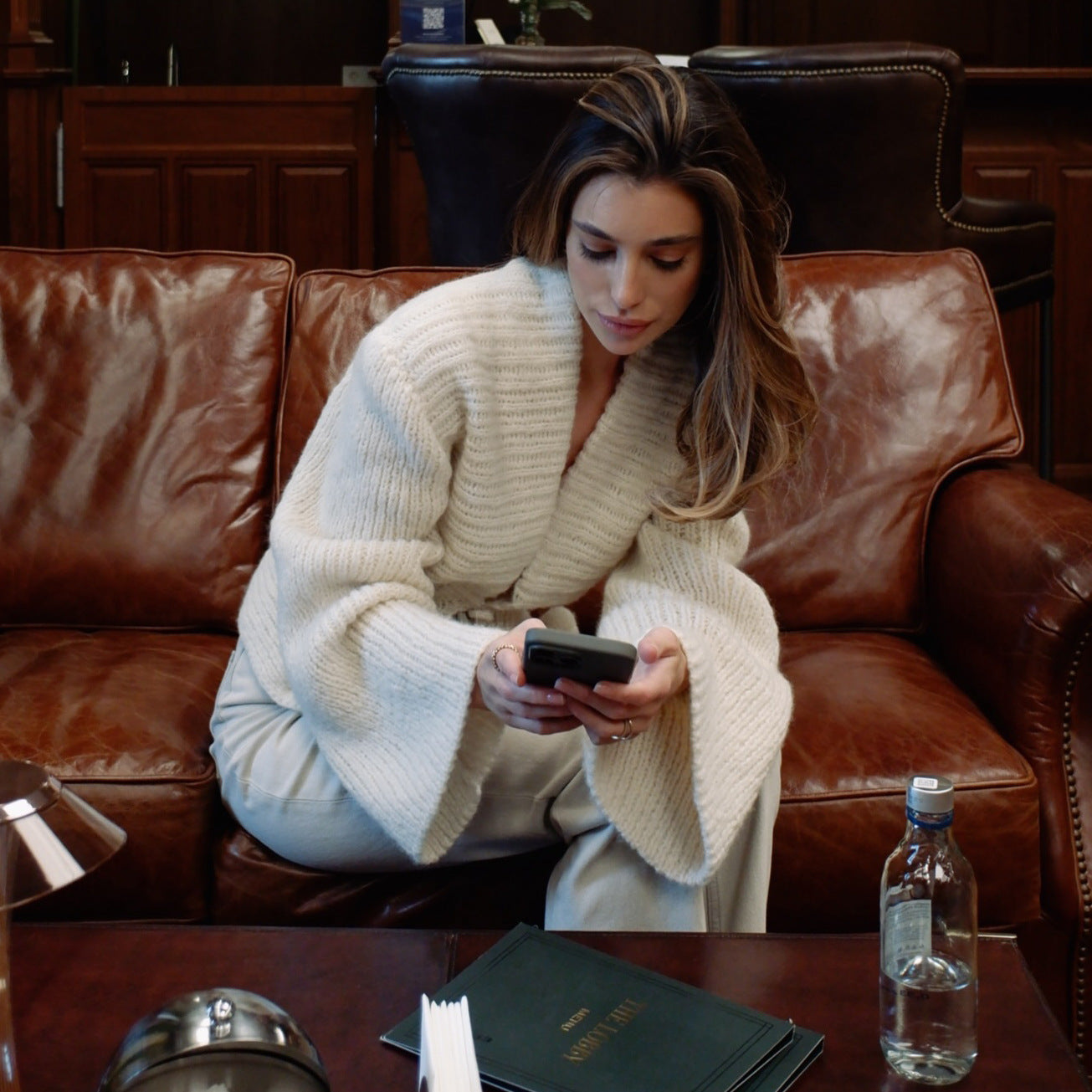 Solid color irregular knitted sweater