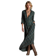Long Sleeve Plaid Shirt Skirt