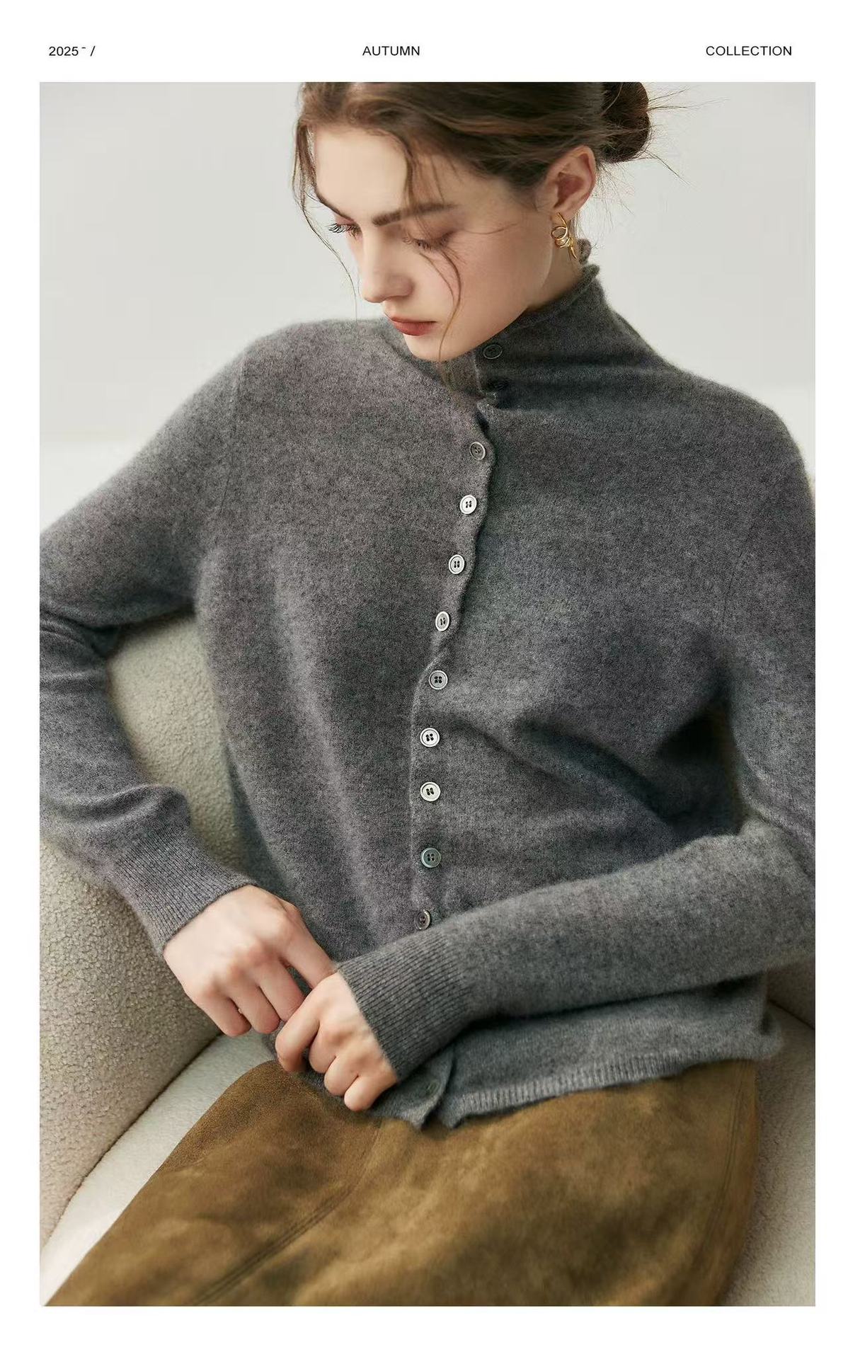 Cashmere Knitted Cardigan Bottom Sweater