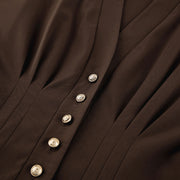 Slim fitting brown long-sleeved shirt with waist