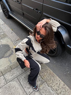 Contrast color irregular top trousers