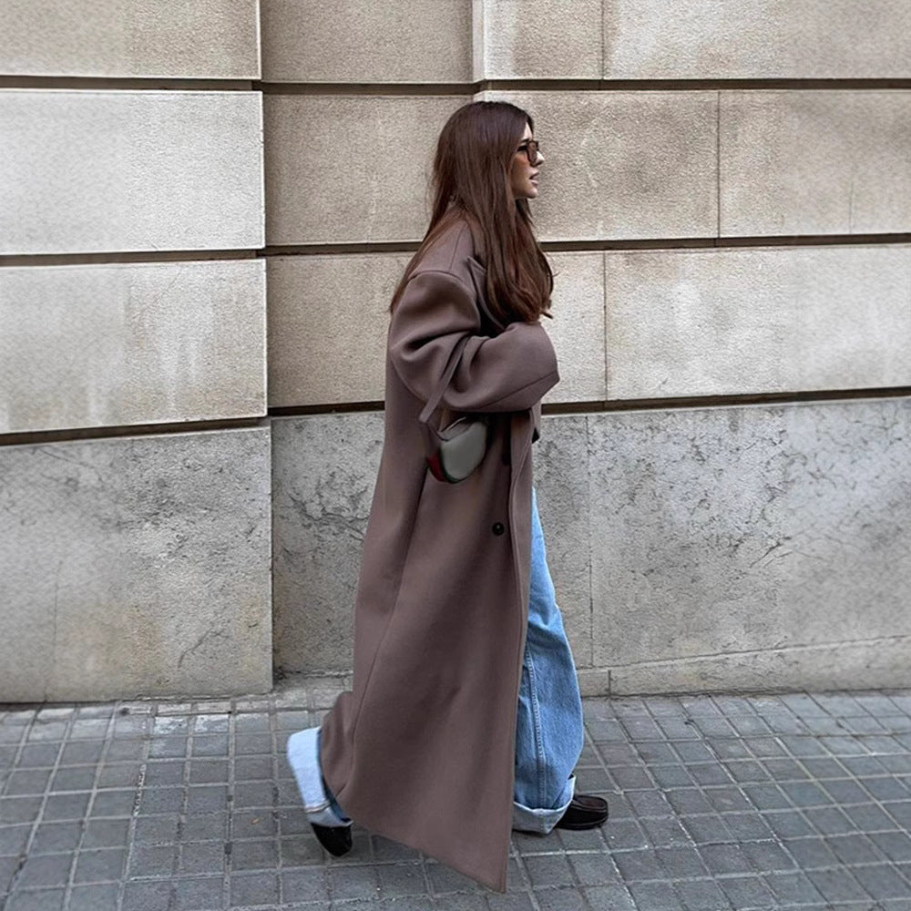 Long woolen coat coat