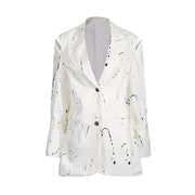 Hollow print straight button small suit