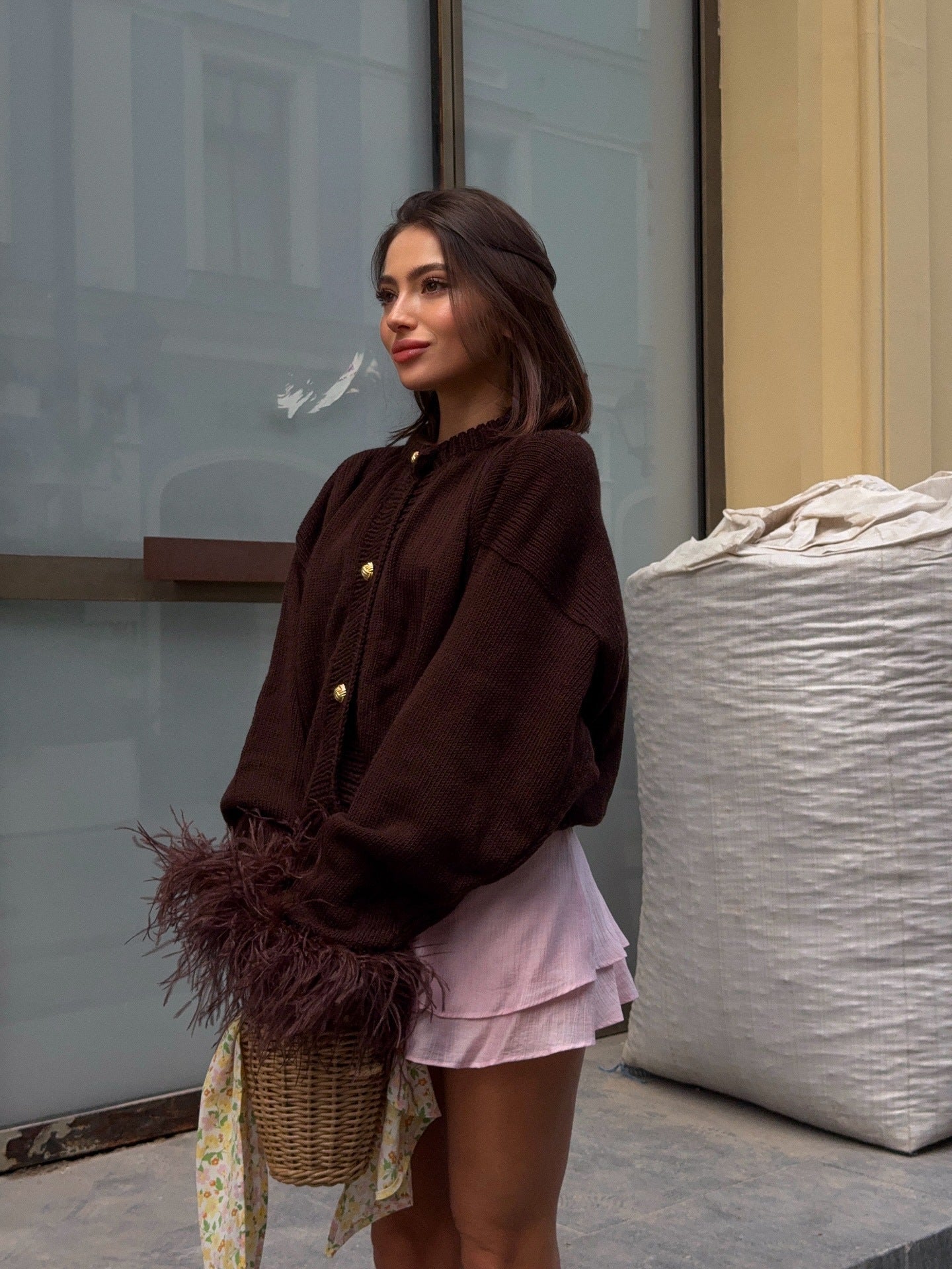 Splicing cardigan sweater