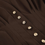 Slim fitting brown long-sleeved shirt with waist