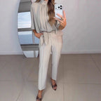 Turtleneck top straight trousers nine-point trousers