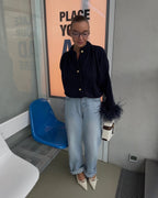 Solid color knitted cardigan sweater