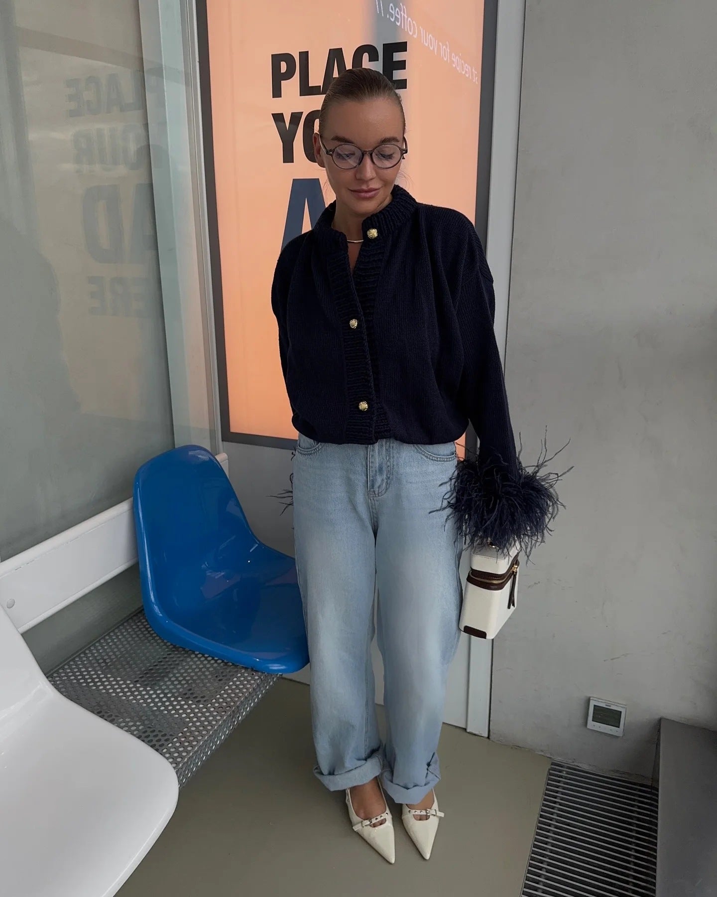 Solid color knitted cardigan sweater