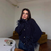 Solid color knitted cardigan sweater