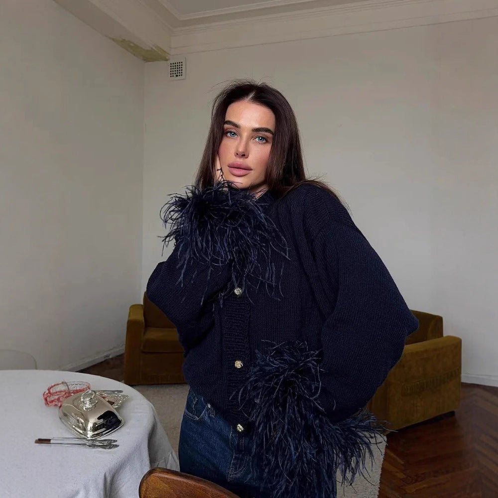 Solid color knitted cardigan sweater