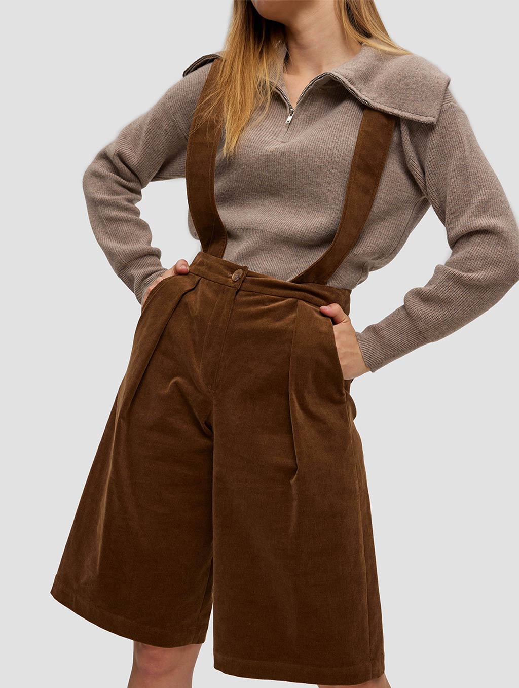 Overall Shorts - positive- brown