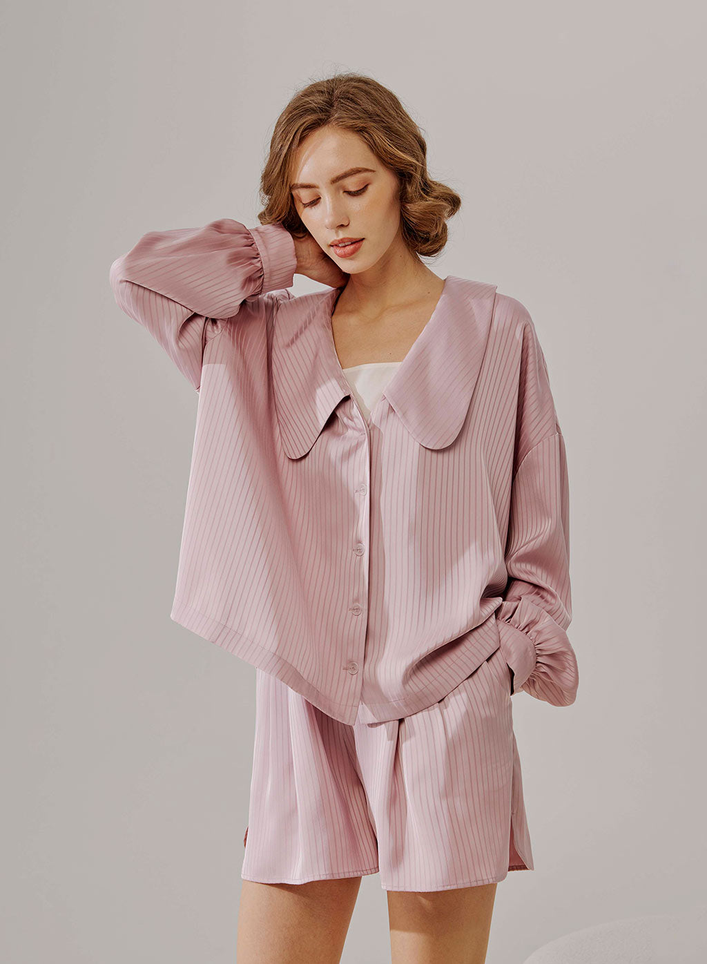 NAP Oversized Collar Striped Shirt