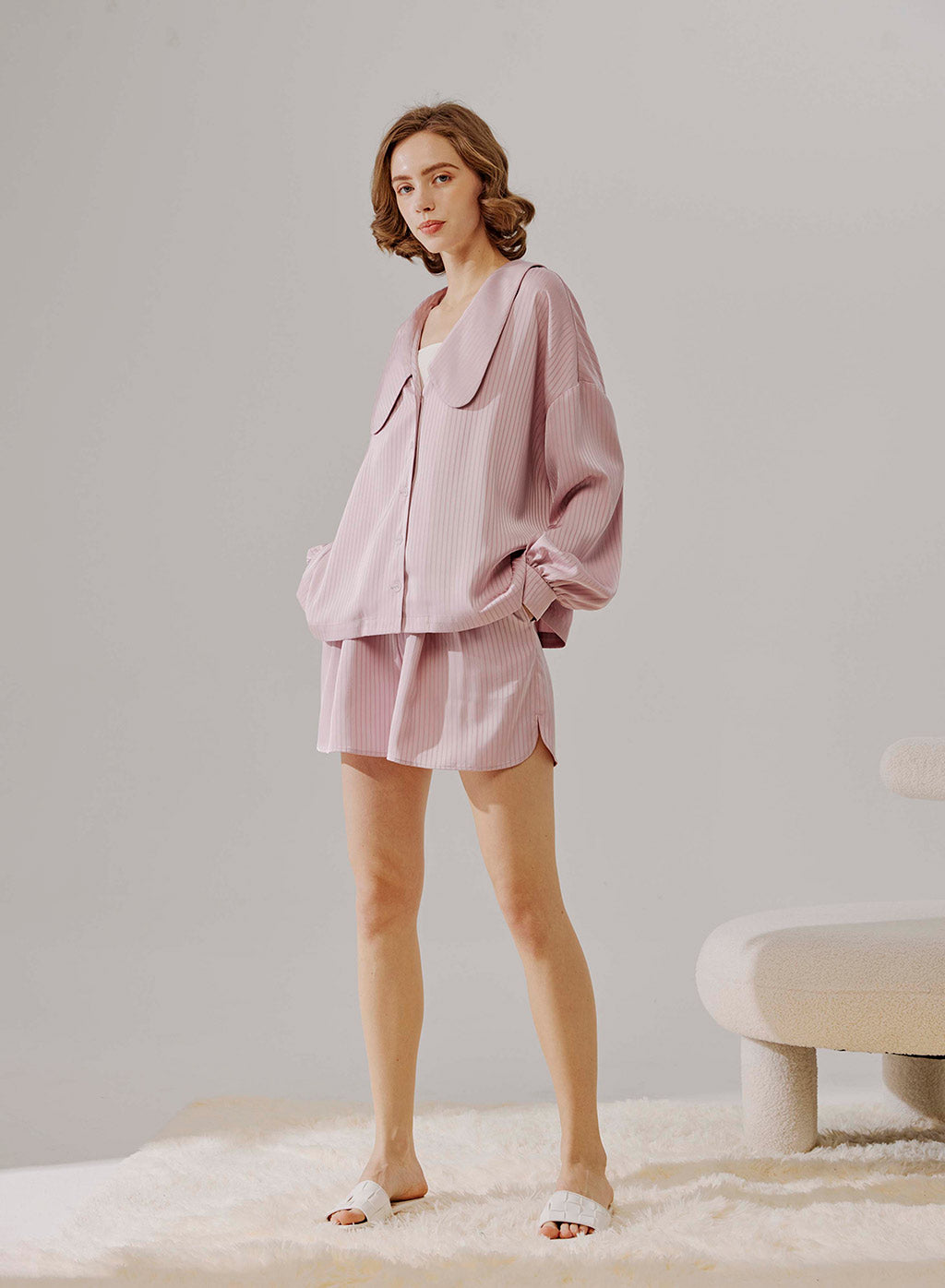 NAP Oversized Collar Striped Shirt