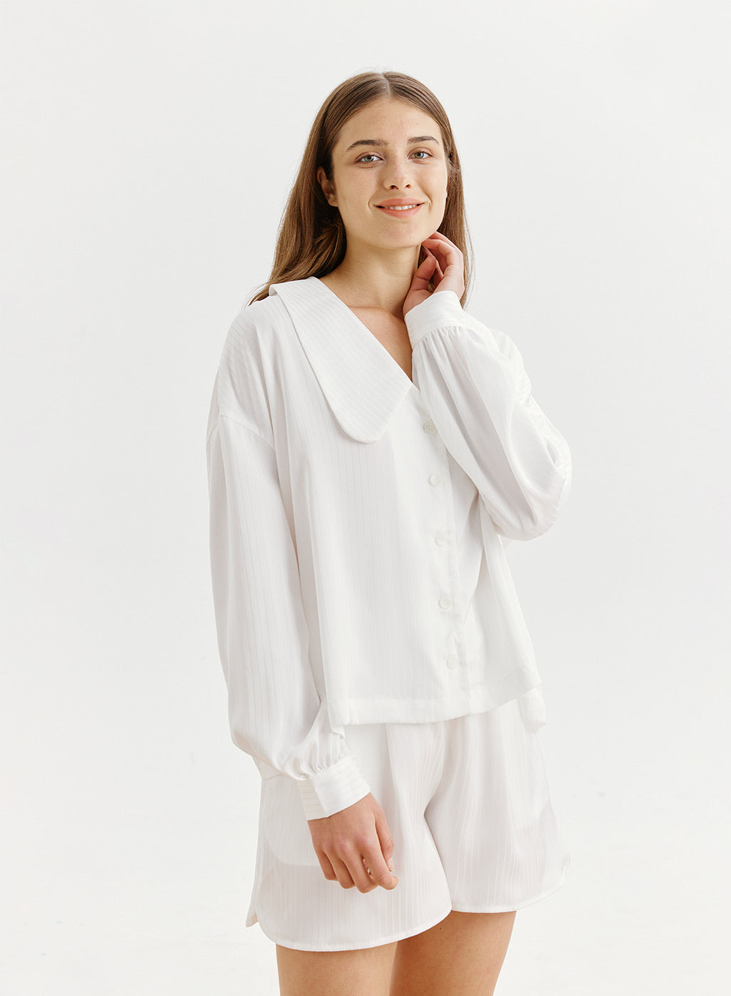 NAP Oversized Collar Striped Shirt