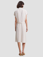 Pleated Waist Shirt Dress