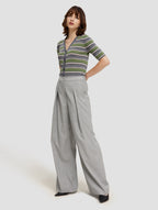 Pleated Wide Leg Pant- whole body -gray