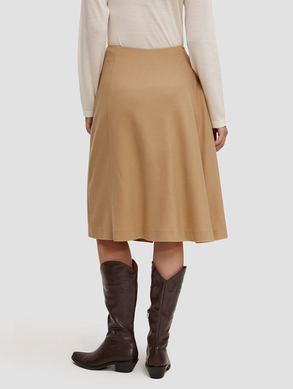 Pleated Wrap Skirt-back-camel