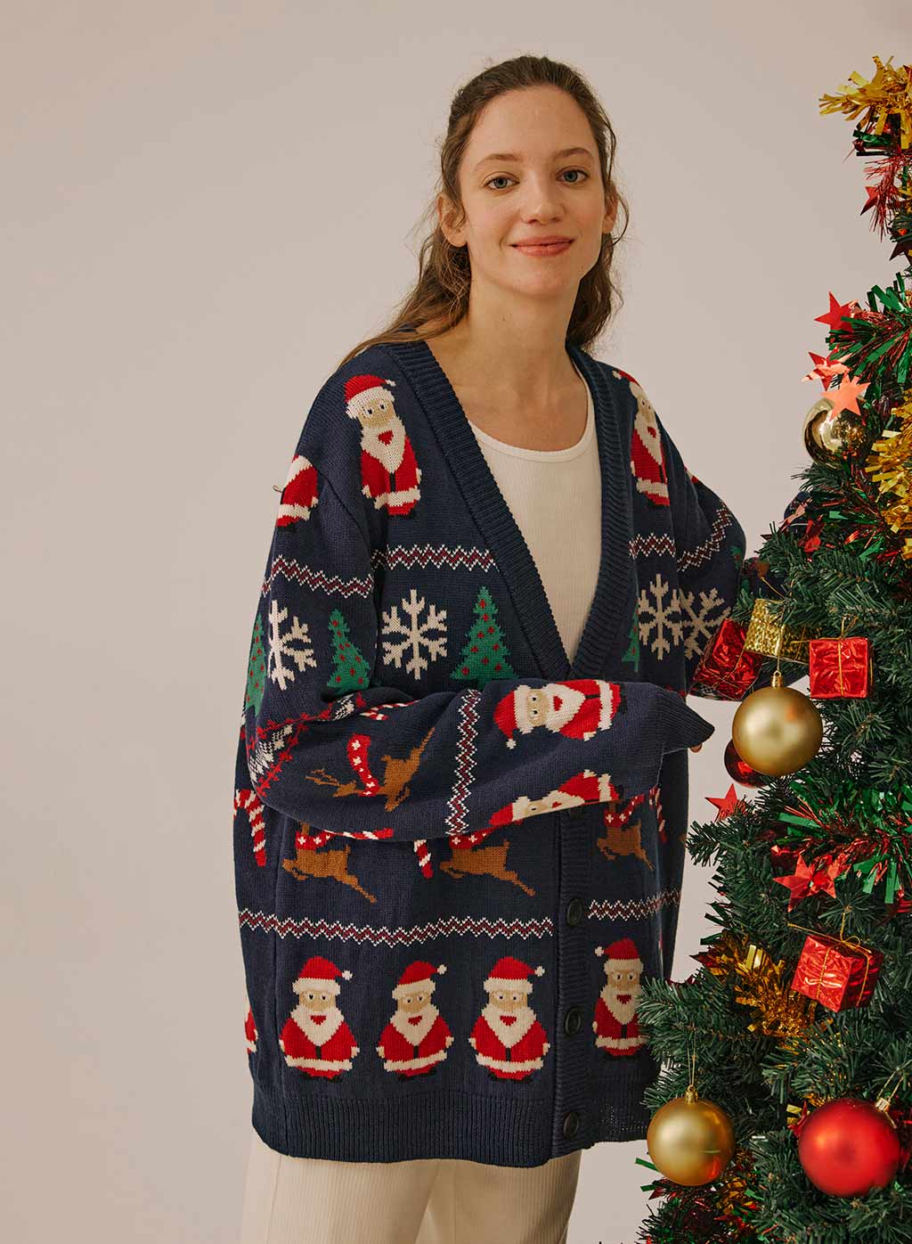 Santa Claus Print Cardigan