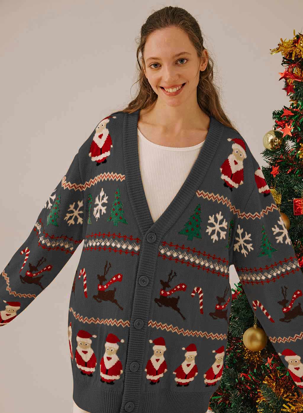 Santa Claus Print Cardigan