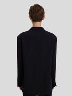 Single Breasted Twill Black Blazer-back- Black3