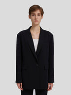 Single Breasted Twill Black Blazer-positive-Black1