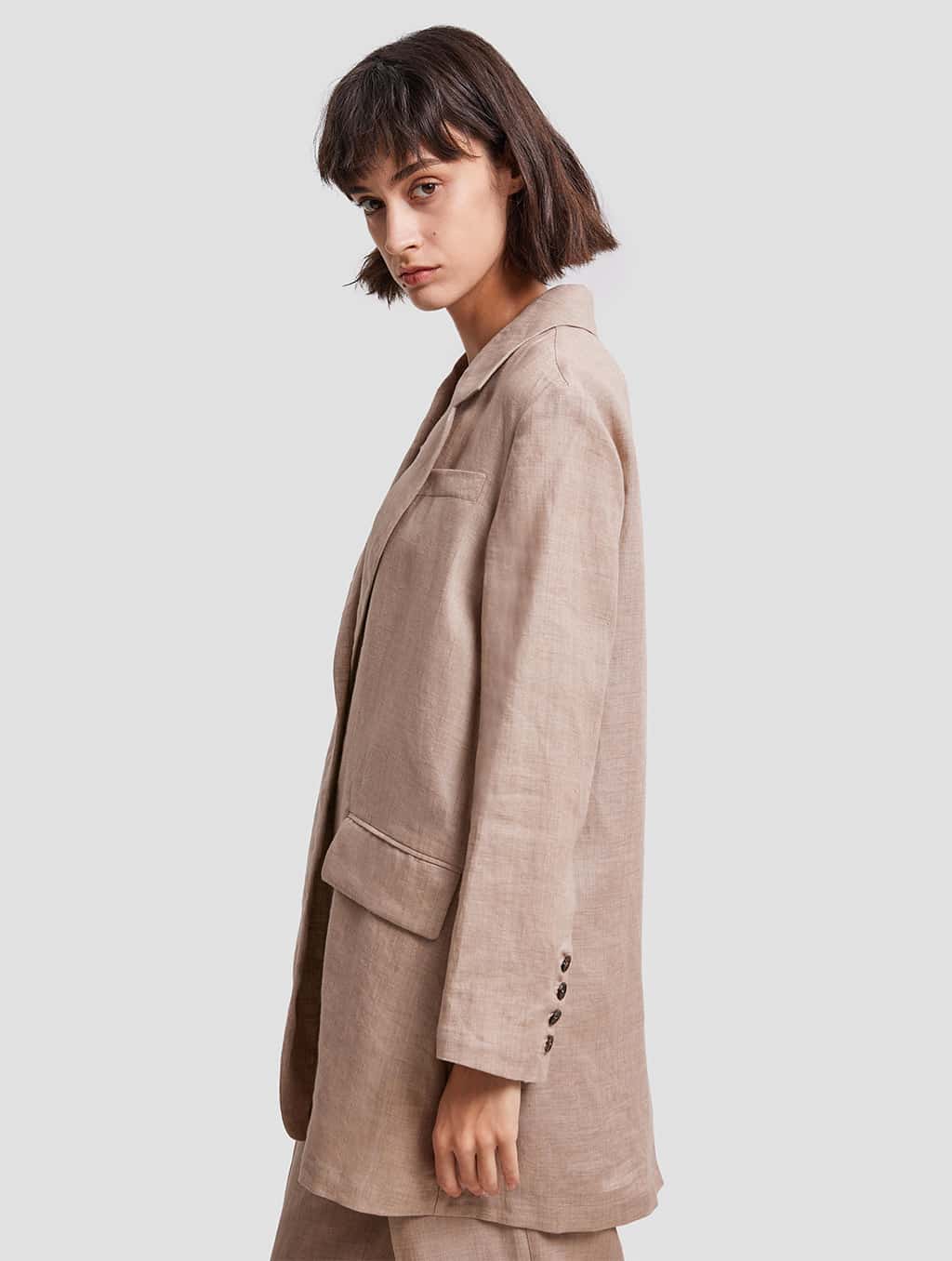 Single-button Casual Blazer-side-cherry pepper.