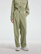 Straight Pants with Stitched Waist