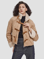 Straps-front Cotton Padded Jacket-positive-light apricot