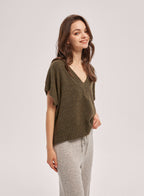 Cape Sleeve V-Neck Sweater