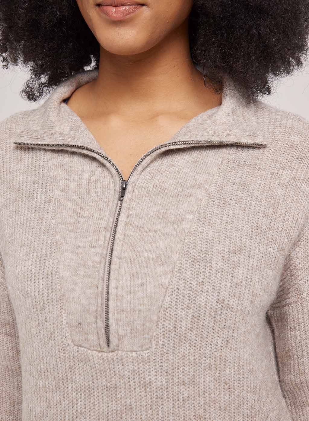 Zip High Neck Ribbed Dress