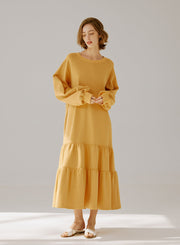 Crewneck Tiered Cotton Dress – Nap Loungewear Dresses