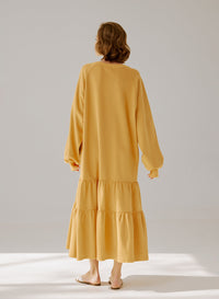 Crewneck Tiered Cotton Dress