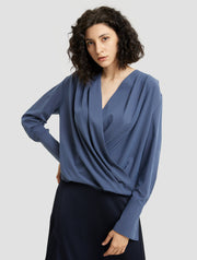 V Neck Pleated Top – Nap Loungewear Tops