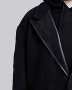Wool &Faux-Leather Panel Coat