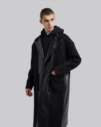 Wool &Faux-Leather Panel Coat