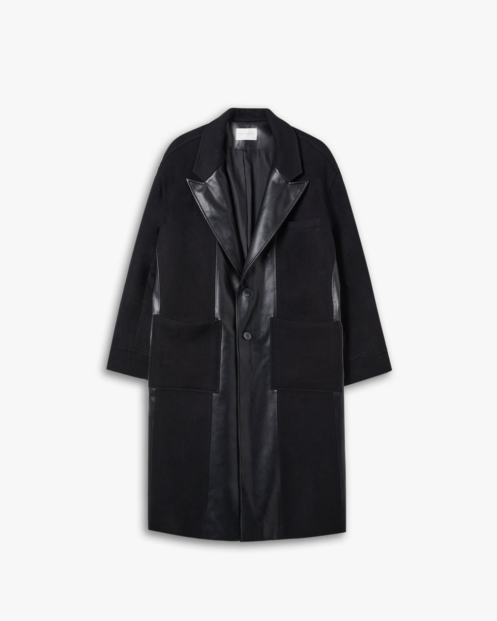 Wool &Faux-Leather Panel Coat