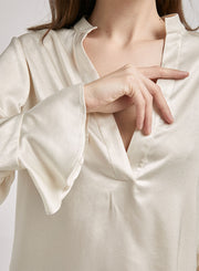 V-neck Asymmetric Long-Sleeve Dress