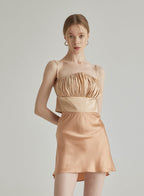 Ruched Silk Strap Top