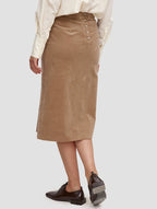back buttoned skirt-back-camel