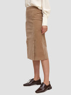 back buttoned skirt-side-camel