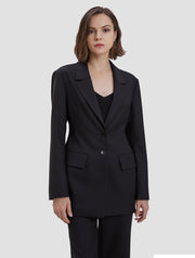 back lace-up blazer-positive-black