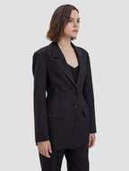 back lace-up blazer-side-black